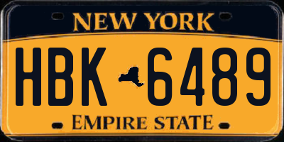NY license plate HBK6489