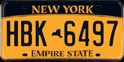 NY license plate HBK6497