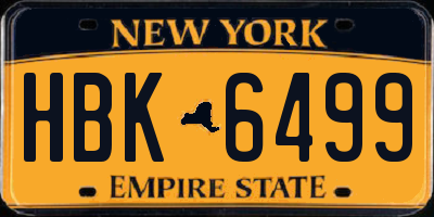 NY license plate HBK6499
