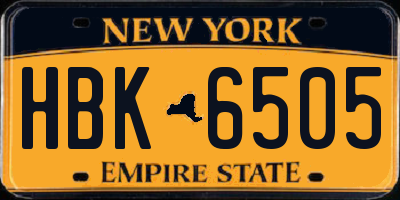 NY license plate HBK6505