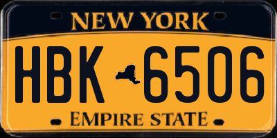 NY license plate HBK6506