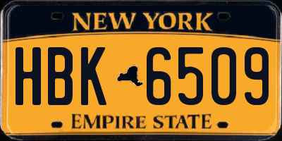 NY license plate HBK6509