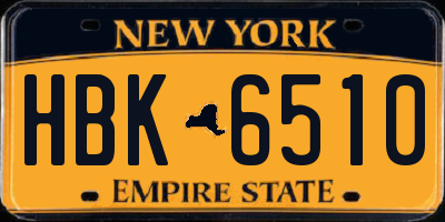 NY license plate HBK6510