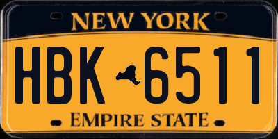 NY license plate HBK6511