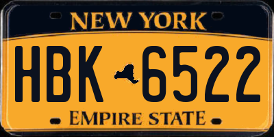 NY license plate HBK6522