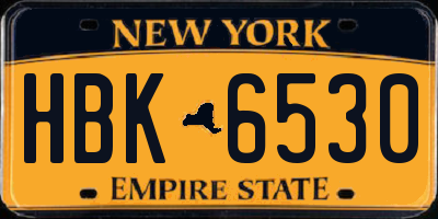 NY license plate HBK6530