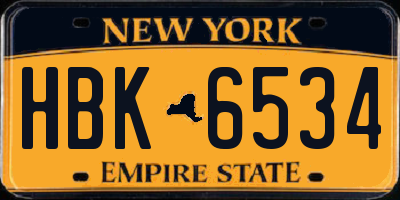 NY license plate HBK6534