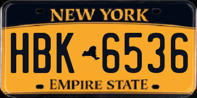 NY license plate HBK6536