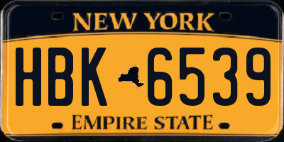 NY license plate HBK6539