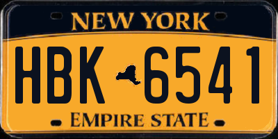 NY license plate HBK6541