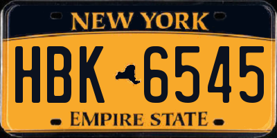 NY license plate HBK6545