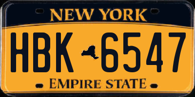NY license plate HBK6547
