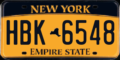 NY license plate HBK6548