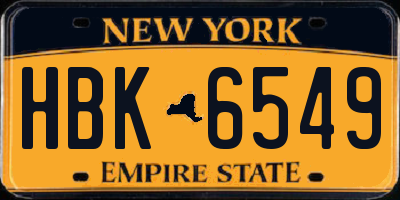 NY license plate HBK6549