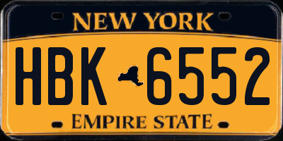 NY license plate HBK6552
