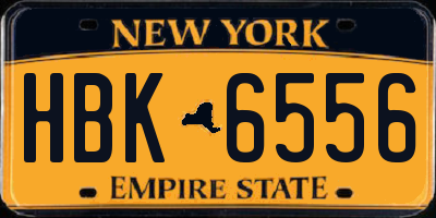 NY license plate HBK6556