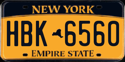 NY license plate HBK6560