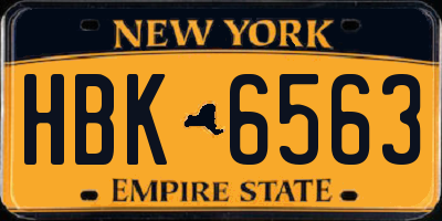 NY license plate HBK6563