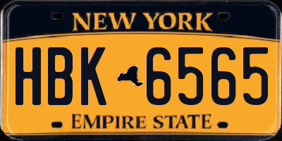 NY license plate HBK6565
