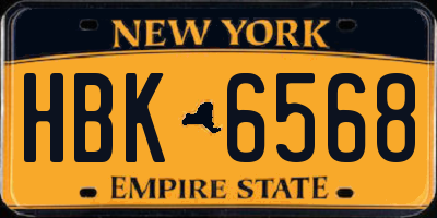 NY license plate HBK6568