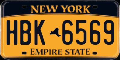 NY license plate HBK6569