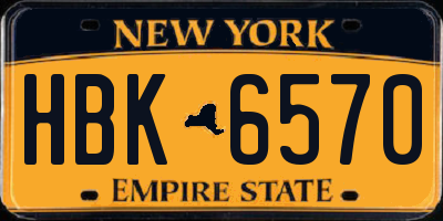 NY license plate HBK6570