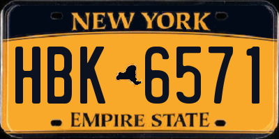 NY license plate HBK6571