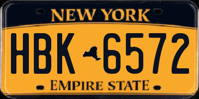 NY license plate HBK6572