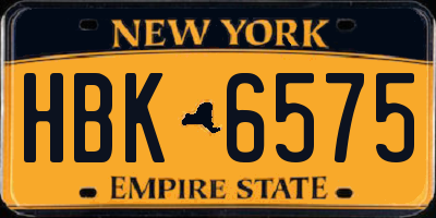 NY license plate HBK6575