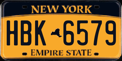 NY license plate HBK6579