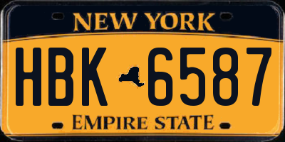 NY license plate HBK6587
