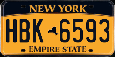 NY license plate HBK6593