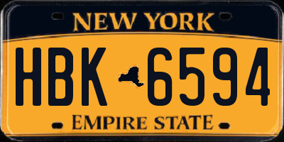 NY license plate HBK6594