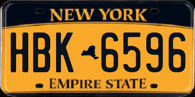 NY license plate HBK6596