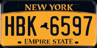 NY license plate HBK6597