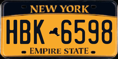 NY license plate HBK6598