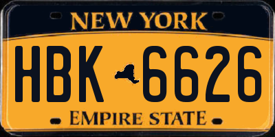 NY license plate HBK6626