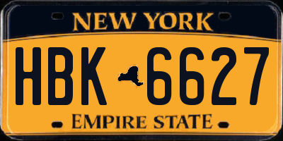 NY license plate HBK6627