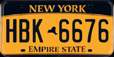 NY license plate HBK6676