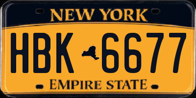 NY license plate HBK6677