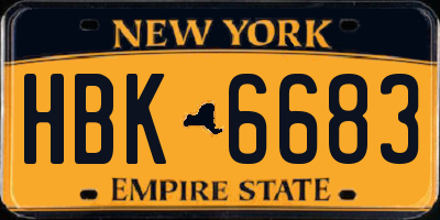 NY license plate HBK6683