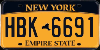 NY license plate HBK6691