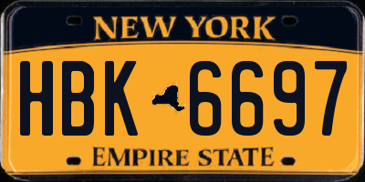 NY license plate HBK6697