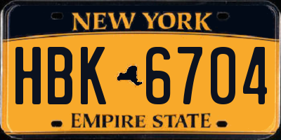 NY license plate HBK6704