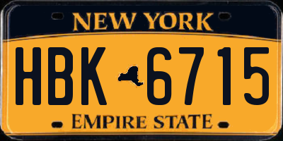 NY license plate HBK6715