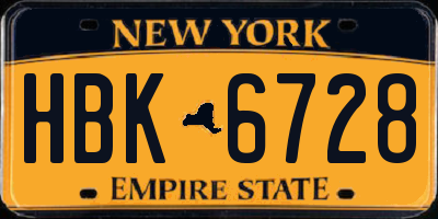 NY license plate HBK6728