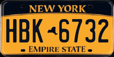 NY license plate HBK6732