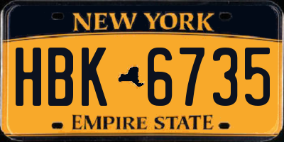 NY license plate HBK6735