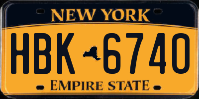 NY license plate HBK6740