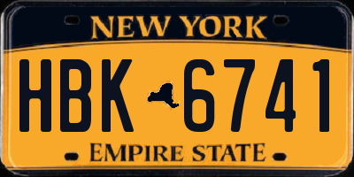 NY license plate HBK6741